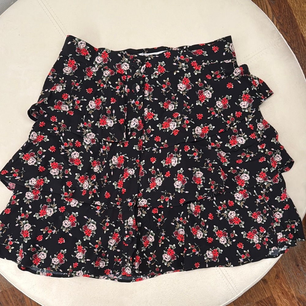 Floral Black Skirt